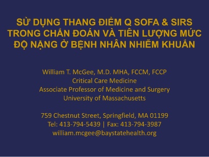 Sử dụng thang điểm Q Sofa & Sirs trong chẩn đoán và tiên lượng mức độ nặng ở bệnh nhân nhiễm khuẩn