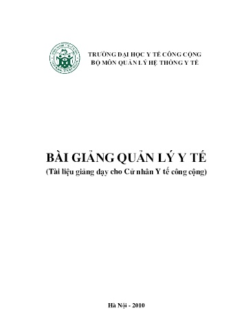 Tài liệu Bài giảng quản lý y tế