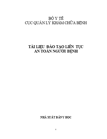Tài liệu Đào tạo liên tục an toàn người bệnh