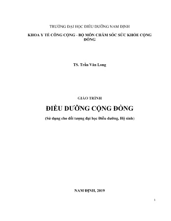 Tài liệu Giáo trình điều dưỡng cộng đồng