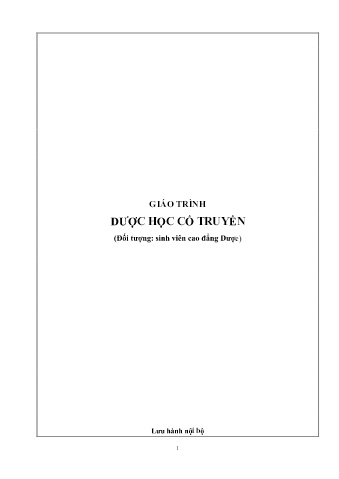 Tài liệu Giáo trình dược học cố truyền