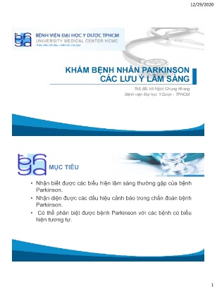 Tài liệu Khám bệnh nhân Parkinson các lưu ý lâm sàng