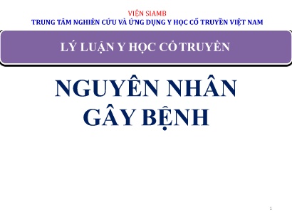 Tài liệu Lý luận y học cổ truyền - Nguyên nhân gây bệnh