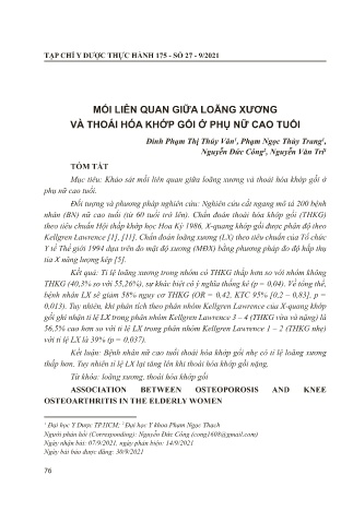 Tài liệu Mối liên quan giữa loãng xương và thoái hóa khớp gối ở phụ nữ cao tuổi
