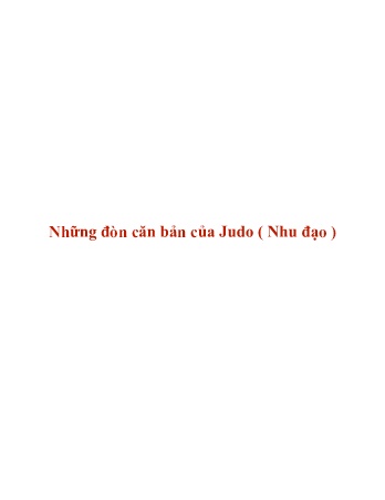 Tài liệu Những đòn căn bản của Judo ( Nhu đạo )