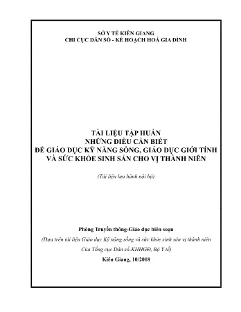 Tài liệu Tập huấn những điều cần biết để giáo dục kỹ năng sống, giáo dục giới tính và sức khỏe sinh sản cho vị thành niên