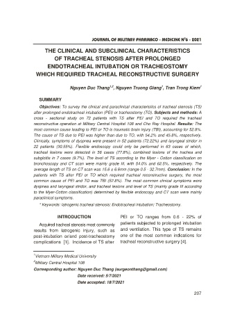 The clinical and subclinical characteristics of tracheal stenosis after prolonged endotracheal intubation or tracheostomy which required tracheal reconstructive surgery