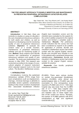 The preliminary approach to bundle insertion and maintenance in preventing peripheral intravenous catheter-related complications
