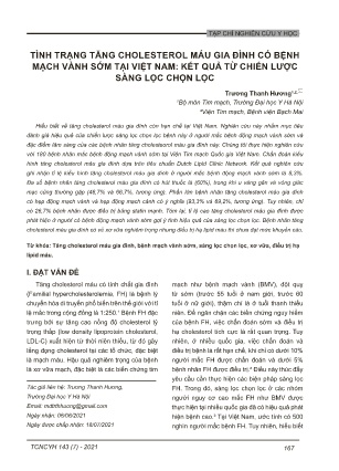 Tình trạng tăng Cholesterol máu gia đình có bệnh mạch vành sớm tại Việt Nam: Kết quả từ chiến lược sàng lọc chọn lọc